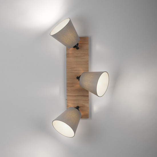 JUST LIGHT GERDA MICHEL Deckenleuchte E27 max. 40W 3-fach Holz-natur 11582-79