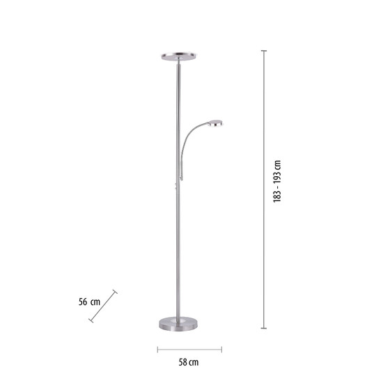 JUST LIGHT HANS LED Stehleuchte Warmweiss Dimmbar 25,5W 2-fach stahl 11709-55