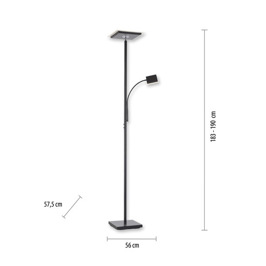 JUST LIGHT HANS LED Stehleuchte Warmweiss Dimmbar 25,5W 2-fach schwarz 11710-18