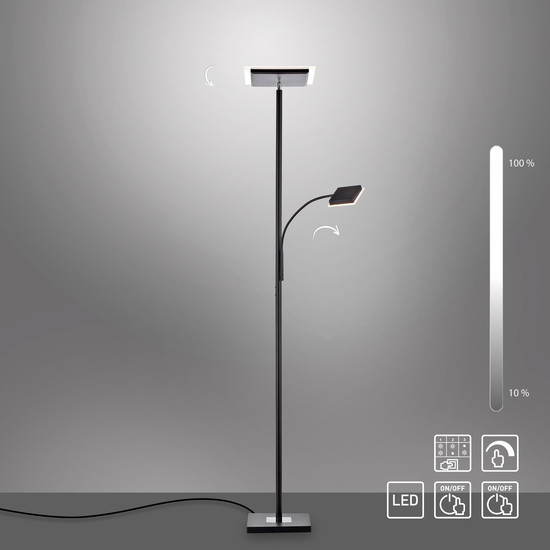 JUST LIGHT HANS LED Stehleuchte Warmweiss Dimmbar 25,5W 2-fach schwarz 11710-18