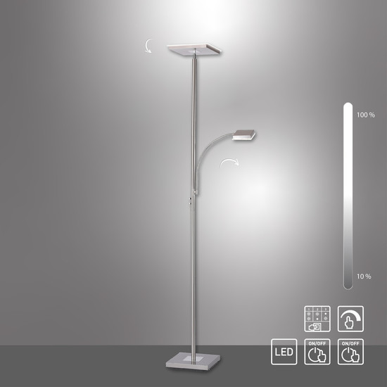 JUST LIGHT HANS LED Stehleuchte Warmweiss Dimmbar 25,5W 2-fach stahl 11710-55