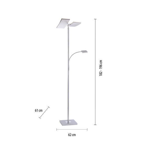 JUST LIGHT RUBEN LED Stehleuchte Warmweiss Dimmbar 5W 2-fach stahl 11725-55