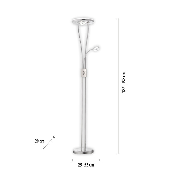 JUST LIGHT HELIA LED Stehleuchte Warmweiss Dimmbar 20,6W 2-fach stahl 11778-55