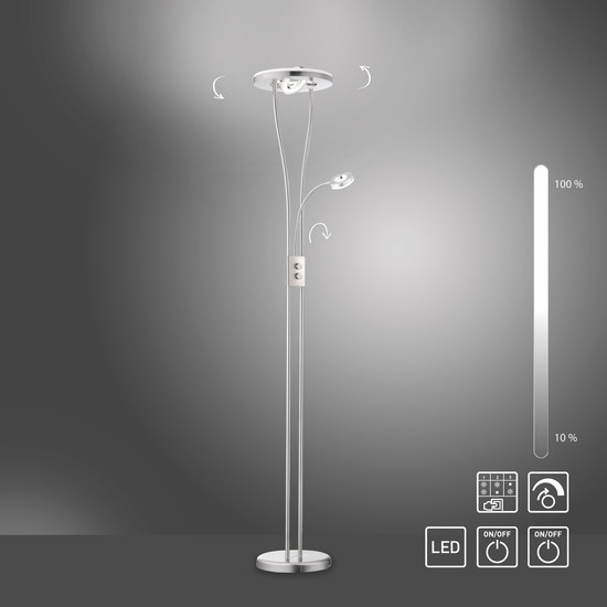 JUST LIGHT HELIA LED Stehleuchte Warmweiss Dimmbar 20,6W 2-fach stahl 11778-55
