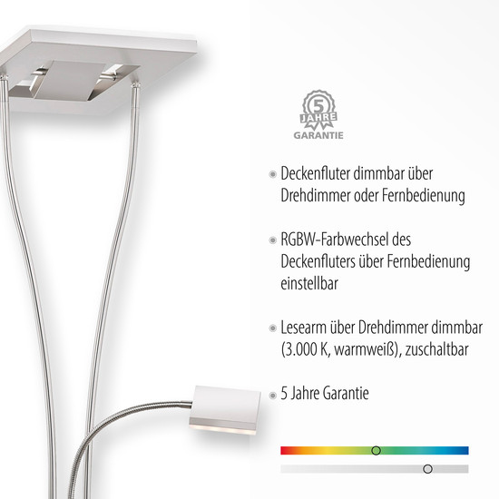 JUST LIGHT HELIA LED Stehleuchte CCT Dimmbar 20W 2-fach stahl 11780-55