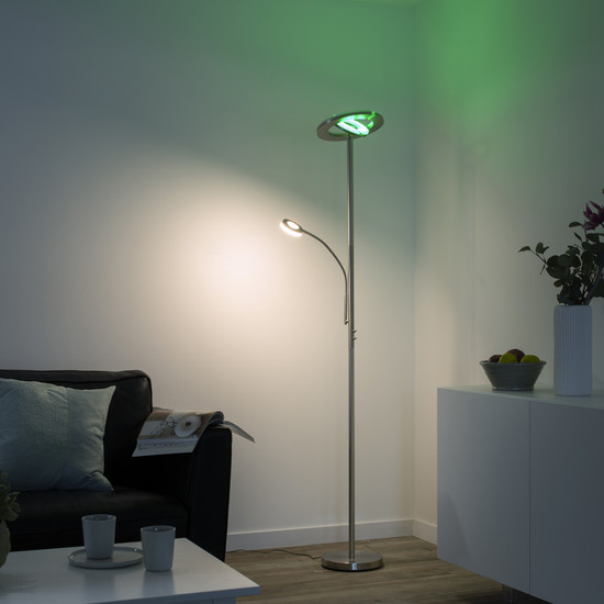JUST LIGHT LOLAsmart-ROCCO LED Stehleuchte CCT Dimmbar 25,5W 2-fach stahl 11858-55