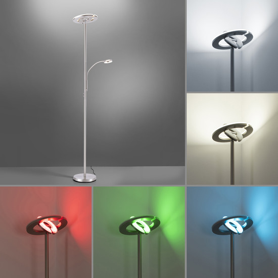 JUST LIGHT LOLAsmart-ROCCO LED Stehleuchte CCT Dimmbar 25,5W 2-fach stahl 11858-55