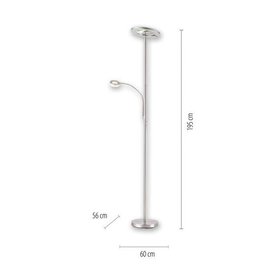 JUST LIGHT LOLAsmart-ROCCO LED Stehleuchte CCT Dimmbar 25,5W 2-fach stahl 11858-55