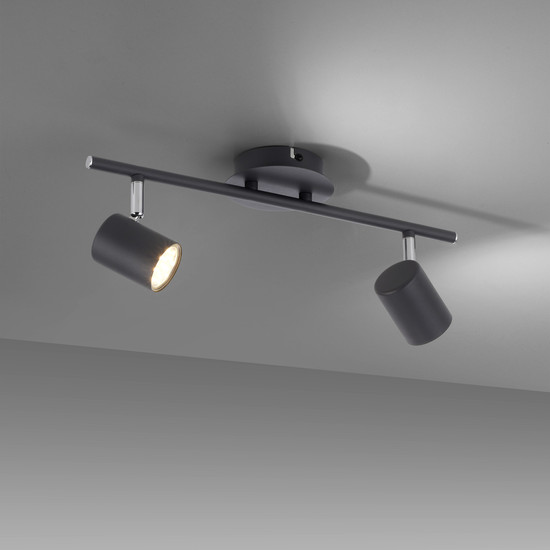 JUST LIGHT TARIK Deckenleuchte GU10 Warmweiss max.10W 2-fach anthrazit 11942-13