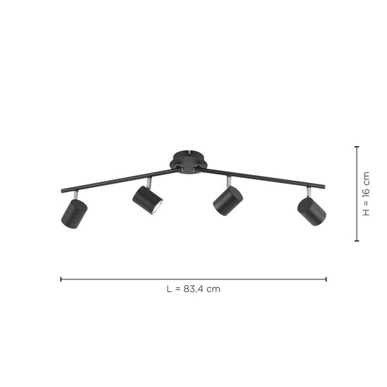 JUST LIGHT TARIK Deckenleuchte GU10 Warmweiss max.18W 4-fach anthrazit 11944-13