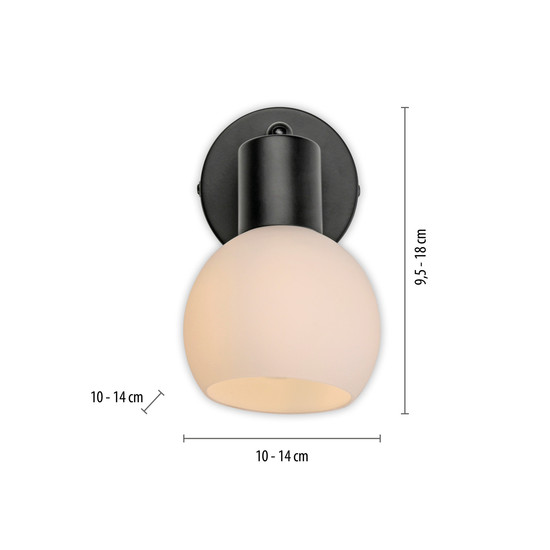 JUST LIGHT LOKI Wand- und Deckenleuchte E14 Warmweiss max.5W schwarz 12150-18