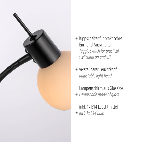 JUST LIGHT LOKI Tischleuchte E14 Warmweiss max.5W schwarz 12156-18