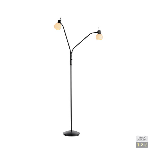 JUST LIGHT LOKI Stehleuchte E14 Warmweiss max.10W 2-fach schwarz 12158-18