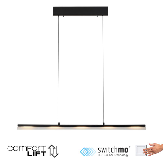 JUST LIGHT NELE LED Pendelleuchte Warmweiss Dimmbar 21W schwarz 12288-18