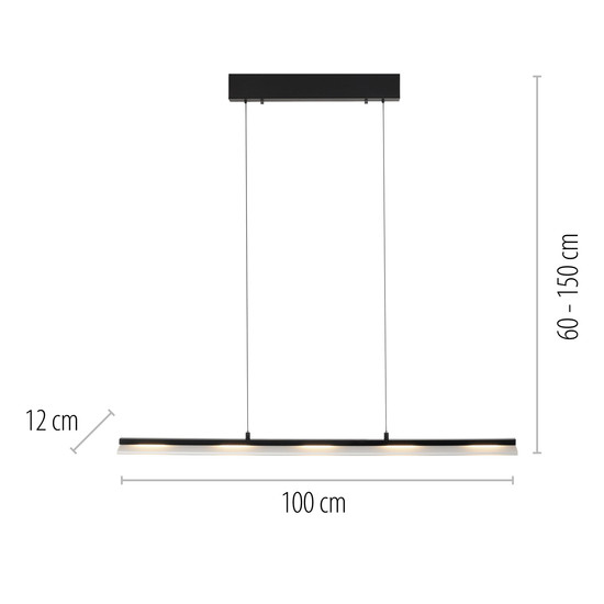 JUST LIGHT NELE LED Pendelleuchte Warmweiss Dimmbar 21W schwarz 12288-18