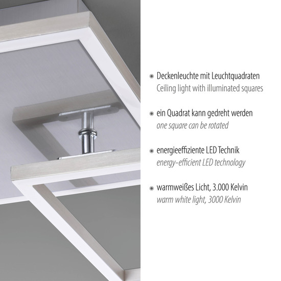 JUST LIGHT IVEN LED Deckenleuchte Warmweiss 21W 3-fach stahl 14003-55