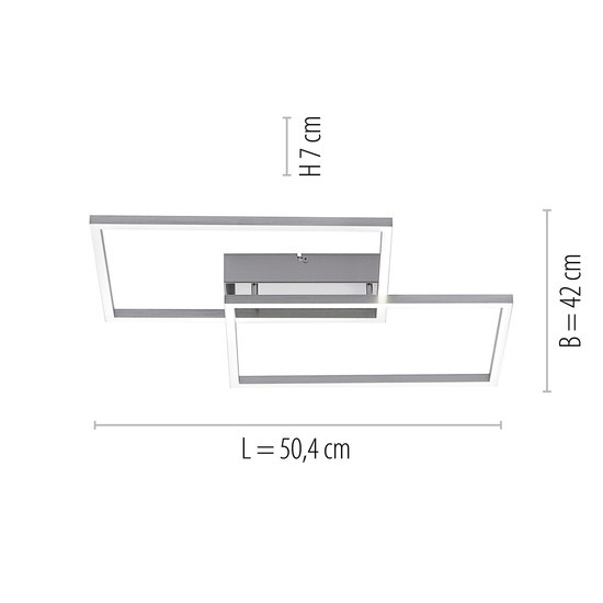 JUST LIGHT IVEN LED Deckenleuchte CCT Dimmbar 30W 2-fach stahl 14018-55