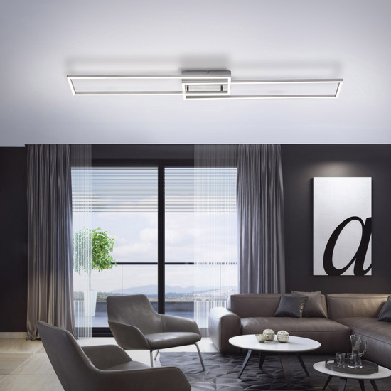 JUST LIGHT IVEN LED Deckenleuchte CCT Dimmbar 40W 2-fach stahl 14019-55