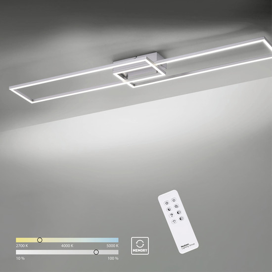 JUST LIGHT IVEN LED Deckenleuchte CCT Dimmbar 40W 2-fach stahl 14019-55
