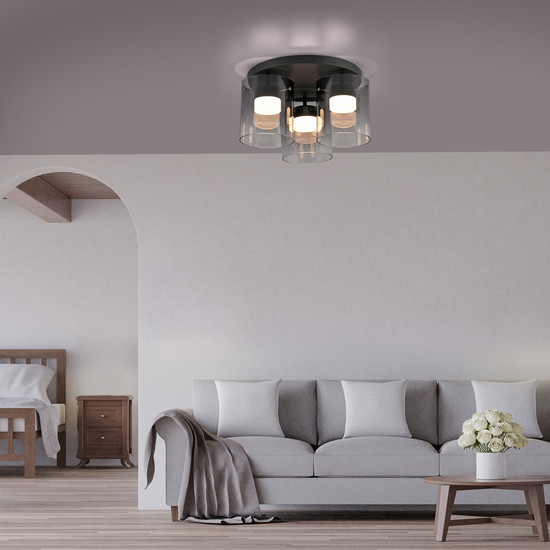 JUST LIGHT ELIO LED Deckenleuchte Warmweiss Dimmbar 22,5W 3-fach schwarz 14041-18