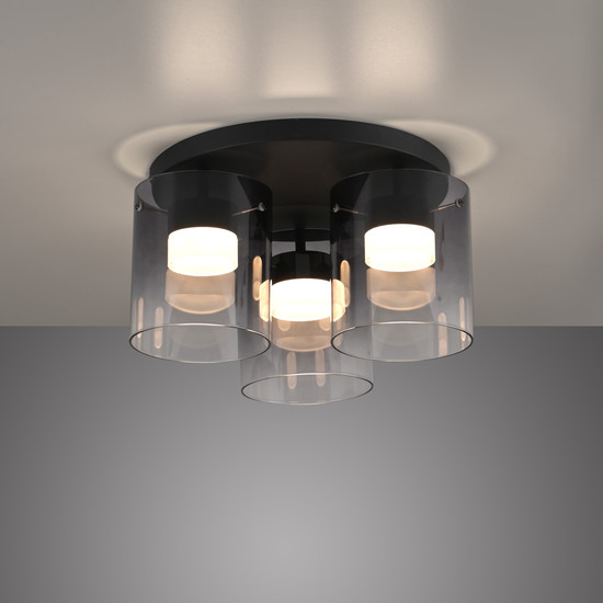 JUST LIGHT ELIO LED Deckenleuchte Warmweiss Dimmbar 22,5W 3-fach schwarz 14041-18