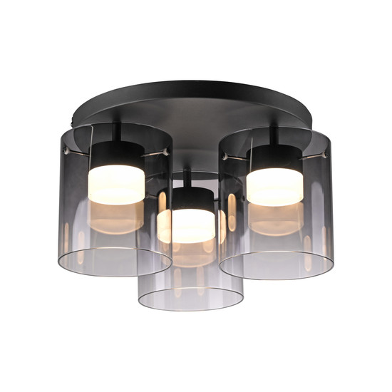 JUST LIGHT ELIO LED Deckenleuchte Warmweiss Dimmbar 22,5W 3-fach schwarz 14041-18