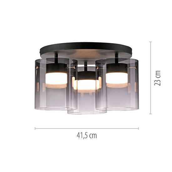 JUST LIGHT ELIO LED Deckenleuchte Warmweiss Dimmbar 22,5W 3-fach schwarz 14041-18
