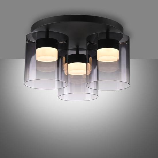 JUST LIGHT ELIO LED Deckenleuchte Warmweiss Dimmbar 22,5W 3-fach schwarz 14041-18