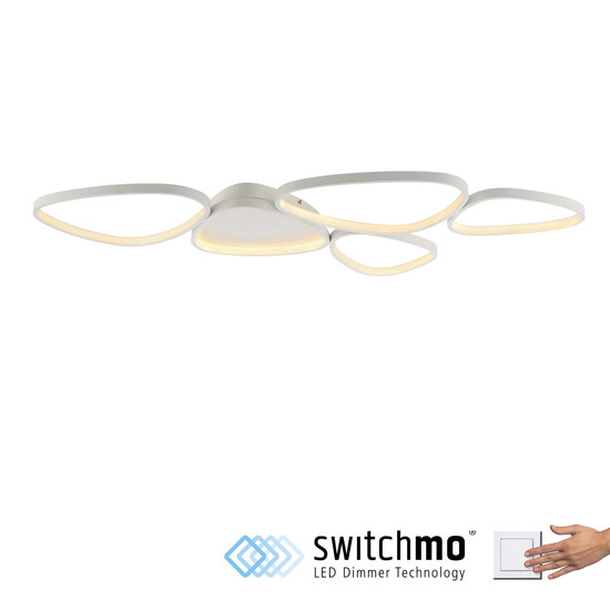 JUST LIGHT PEBBLES LED Deckenleuchte Warmweiss Dimmbar 42W weiss 14045-16