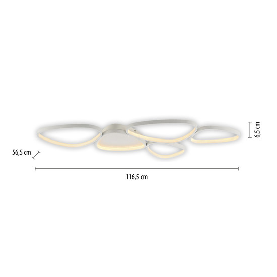 JUST LIGHT PEBBLES LED Deckenleuchte Warmweiss Dimmbar 42W weiss 14045-16