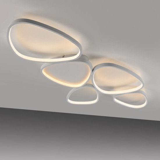 JUST LIGHT PEBBLES LED Deckenleuchte Warmweiss Dimmbar 42W weiss 14045-16