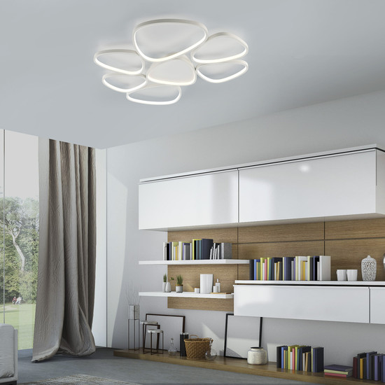 JUST LIGHT PEBBLES LED Deckenleuchte Warmweiss Dimmbar 54W weiss 14046-16