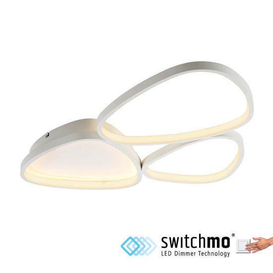 JUST LIGHT PEBBLES LED Deckenleuchte Warmweiss Dimmbar 26,5W weiss 14049-16