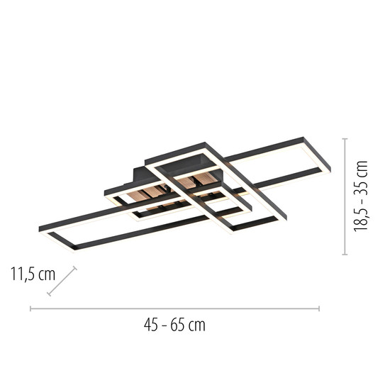JUST LIGHT AKUSTIKA LED Deckenleuchte Warmweiss 20,5W Holz-natur 14051-79