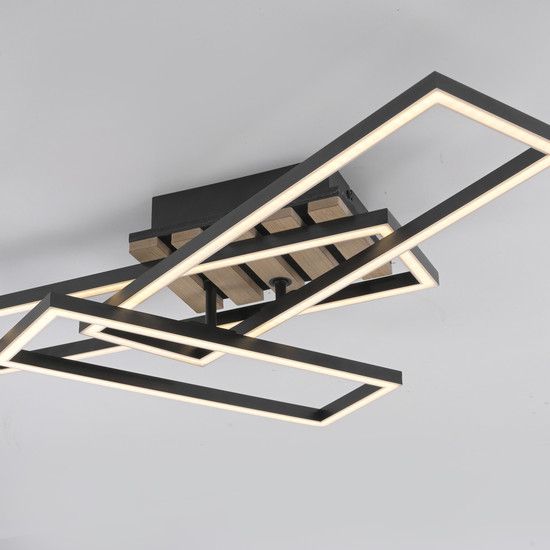 JUST LIGHT AKUSTIKA LED Deckenleuchte Warmweiss 20,5W Holz-natur 14051-79