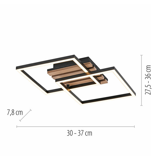 JUST LIGHT AKUSTIKA LED Deckenleuchte Warmweiss 15W Holz-natur 14053-79