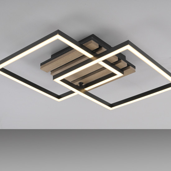 JUST LIGHT AKUSTIKA LED Deckenleuchte Warmweiss 15W Holz-natur 14053-79