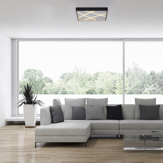 JUST LIGHT MIKADO LED Deckenleuchte Warmweiss Dimmbar 42W schwarz 14093-18