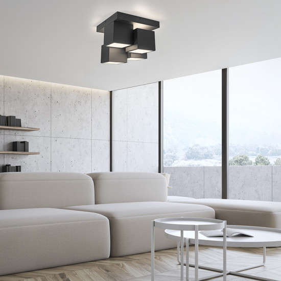 JUST LIGHT TETRIS LED Deckenleuchte Warmweiss 17W schwarz 14114-18