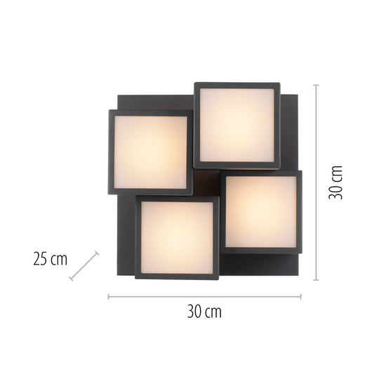 JUST LIGHT TETRIS LED Deckenleuchte Warmweiss 17W schwarz 14114-18