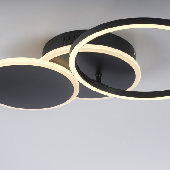 JUST LIGHT SEVENT LED Deckenleuchte Warmweiss 25,5W schwarz 14116-18