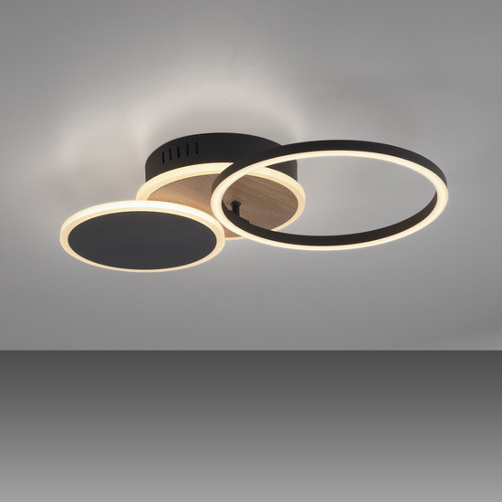 JUST LIGHT SEVENT LED Deckenleuchte Warmweiss 25,5W Holzdekor 14116-78