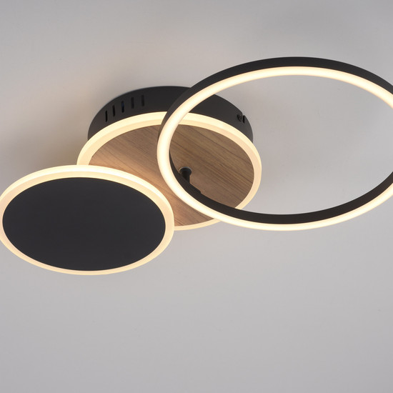 JUST LIGHT SEVENT LED Deckenleuchte Warmweiss 25,5W Holzdekor 14116-78