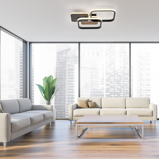 JUST LIGHT SEVENT LED Deckenleuchte Warmweiss 36W Holzdekor 14117-78