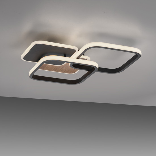JUST LIGHT SEVENT LED Deckenleuchte Warmweiss 36W Holzdekor 14117-78