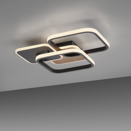 JUST LIGHT SEVENT LED Deckenleuchte Warmweiss 36W Holzdekor 14117-78