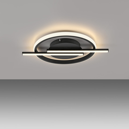JUST LIGHT KORSA LED Deckenleuchte Warmweiss Dimmbar 17,5W schwarz 14130-18