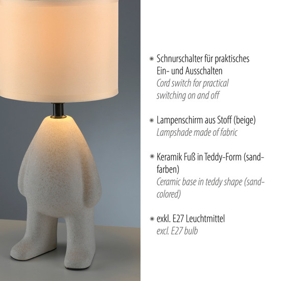 JUST LIGHT TED Tischleuchte E27 max. 25W sand 14191-39