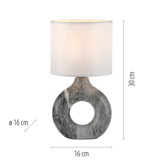 JUST LIGHT CARARA Tischleuchte E27 max. 25W grau 14193-15