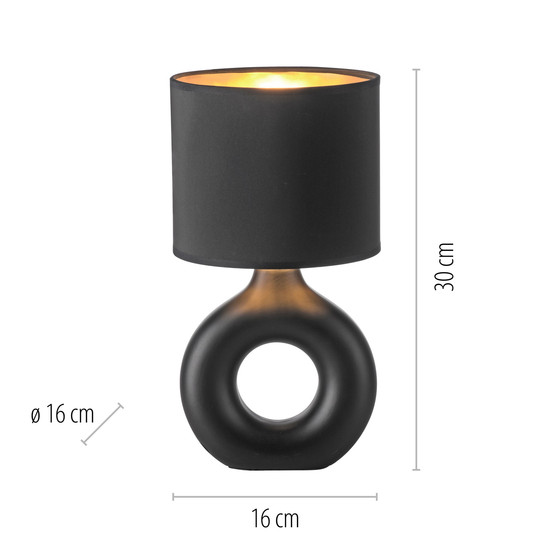 JUST LIGHT CARARA Tischleuchte E27 max. 25W schwarz 14193-18